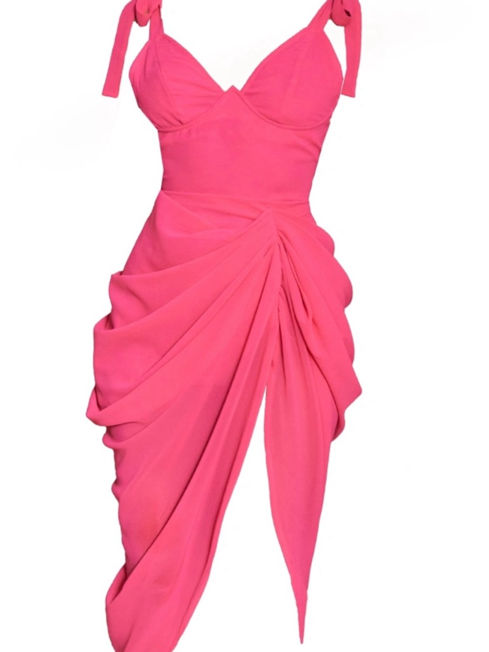 PrettyLittleThing Hot Pink Underwire Detail Draped Tie Dress NWT